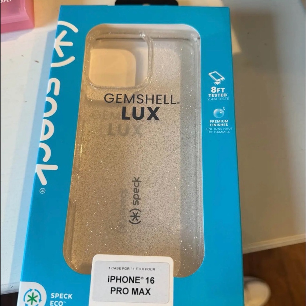 Speck GemShell Lux iPhone 16 Pro Max Case - Glitter Clear